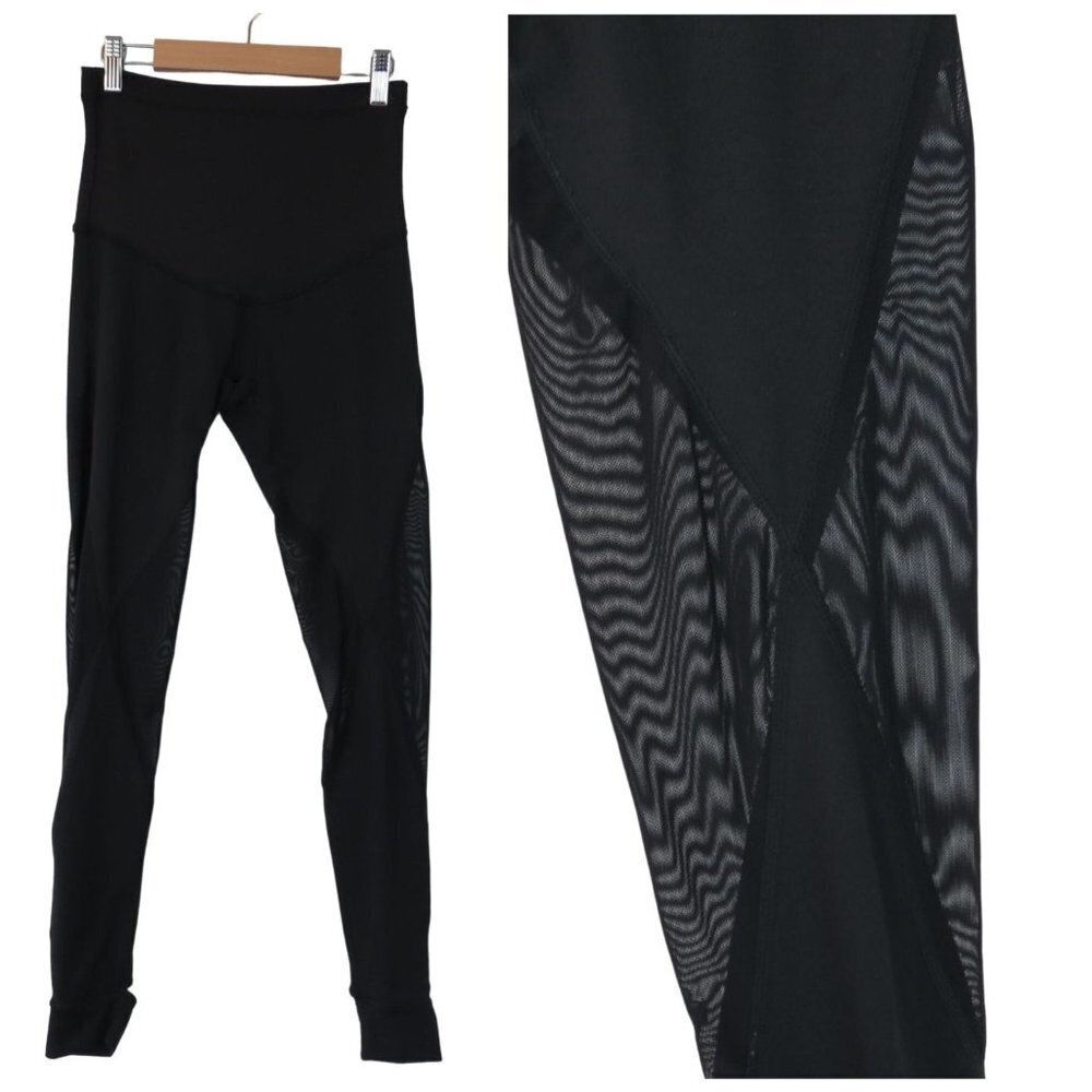 PINKBLUSH Women's Black Maternity Mesh Cutouts Leggings Size S